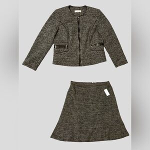 Dress Barn Women's Front Zipper Crew Neck Jacket Set